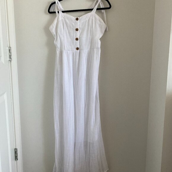 Copy Mlle Gabrielle White Rayon Blend Gauze Button Maxi Dress Lined Size XL - Picture 2 of 5